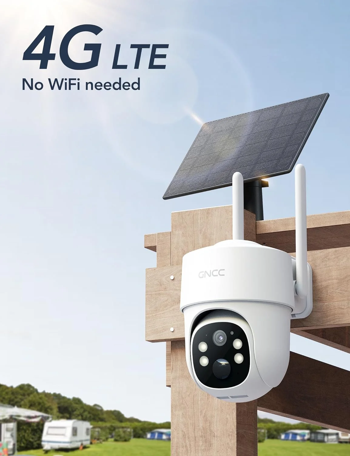 RUO 4G LTE Cellular Security Camera, 2K Solar Outdoor Camera Wireless, No WiFi Security Camera, Color Night Vision, Spotlight, 2-Way Audio, PIR Motion&Alert, PTZ, Includes 64GB SD&SIM Card
