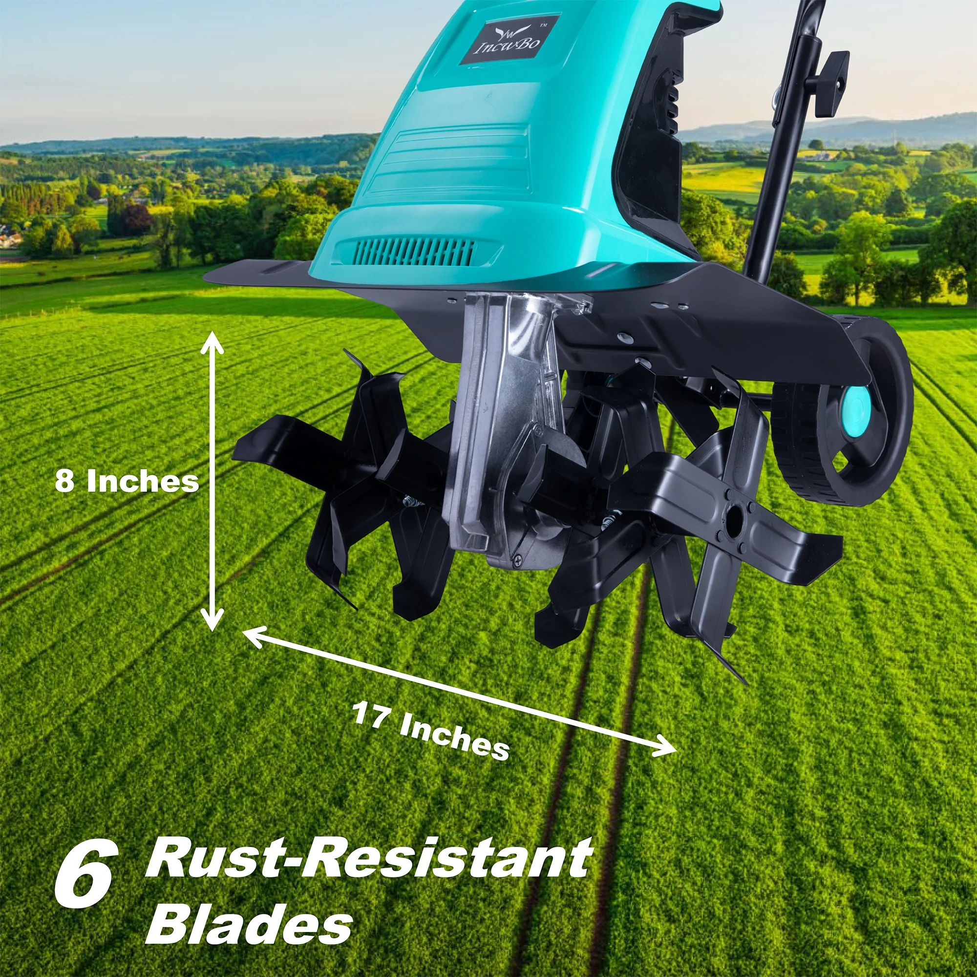 Autovo 17 inch 15 AMP  6 Steel Tines Tillers Electric Corded Garden Tiller & Cultivator, New