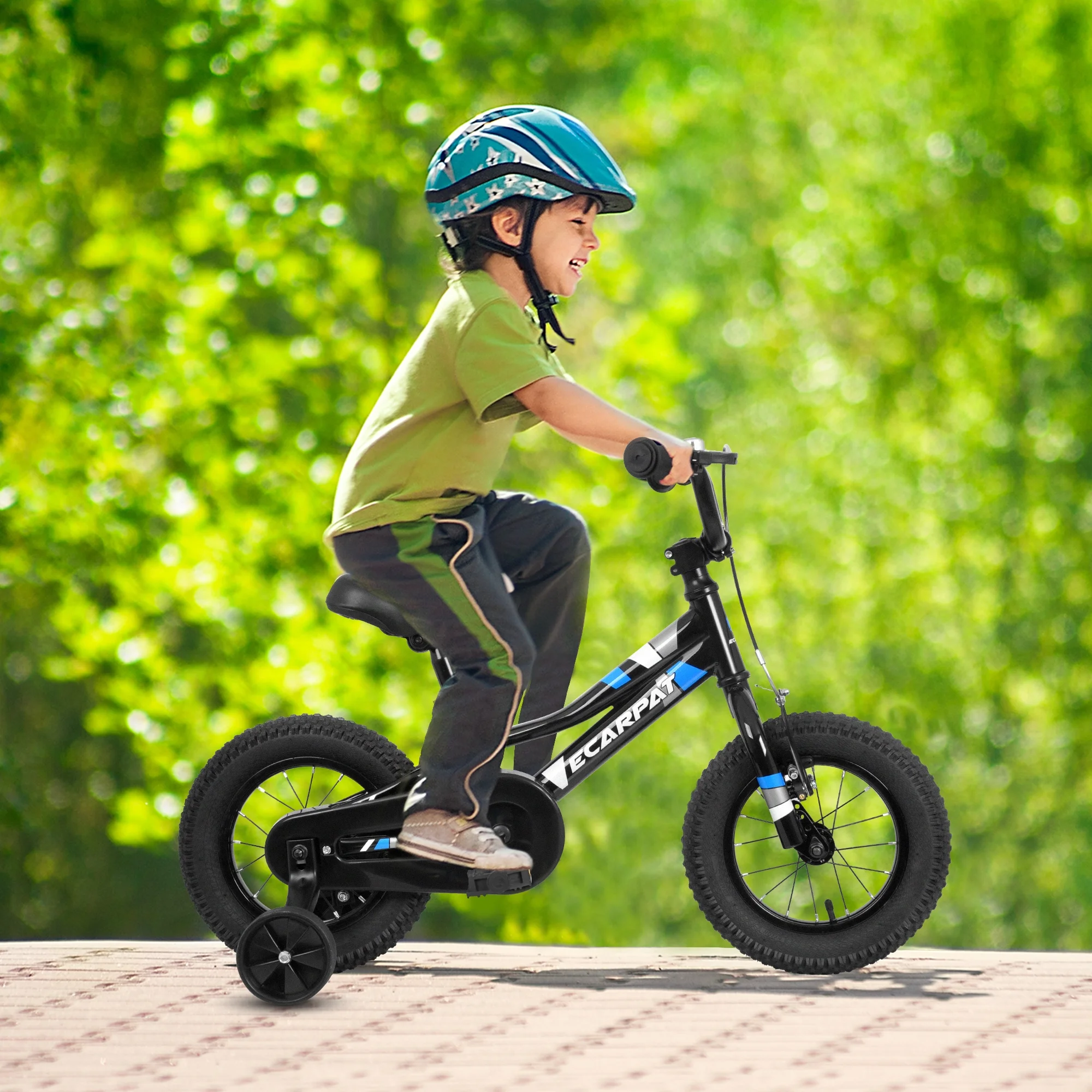 POWANLI A14117 Ecarpat Kids' Bike 12 Inch Wheels, 1-Speed Boys Girls Child Bicycles For3-5Years, With Removable Training Wheels Baby Toys, Front V Brake, Rear Holding Brake