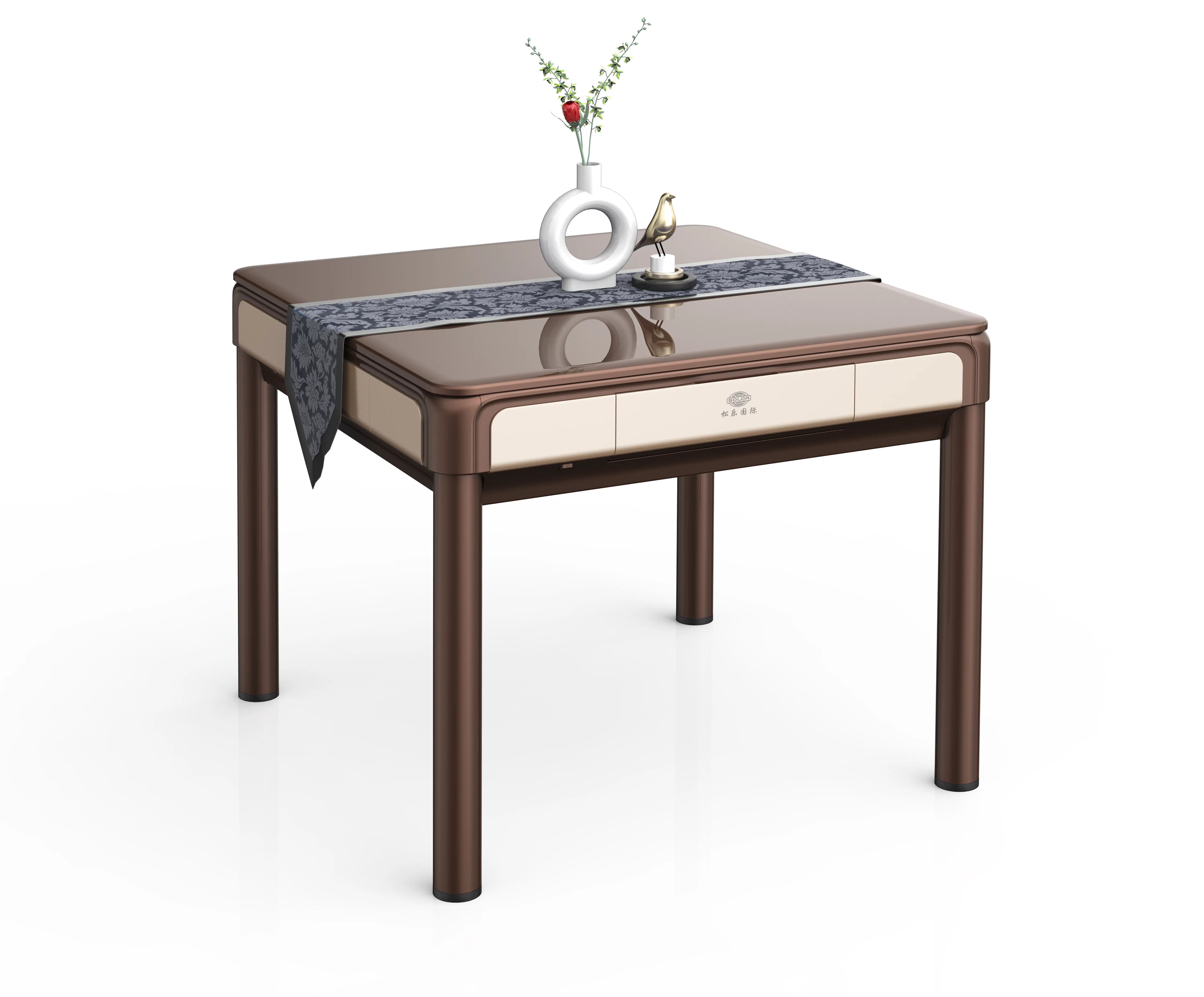 USA MJ TABLE Automatic Mahjong Table Dining Table with 4 Legs -  Chinese Style, Philippine Style, Comes 2 Sets of Magnetic Tiles (Blue & Green) 44mm Tiles & 1 Table Cover