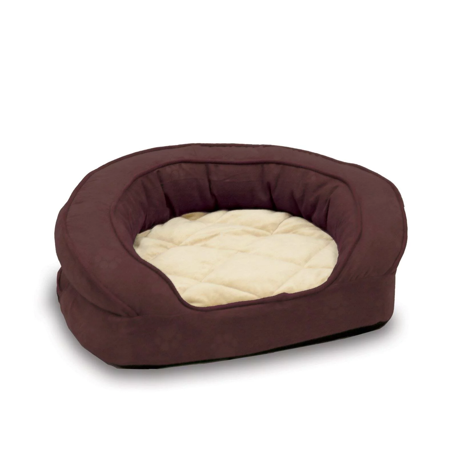 K&H Pet Products Deluxe Orthopedic Bolster Sleeper Dog Bed, X-Large, Eggplant Paws