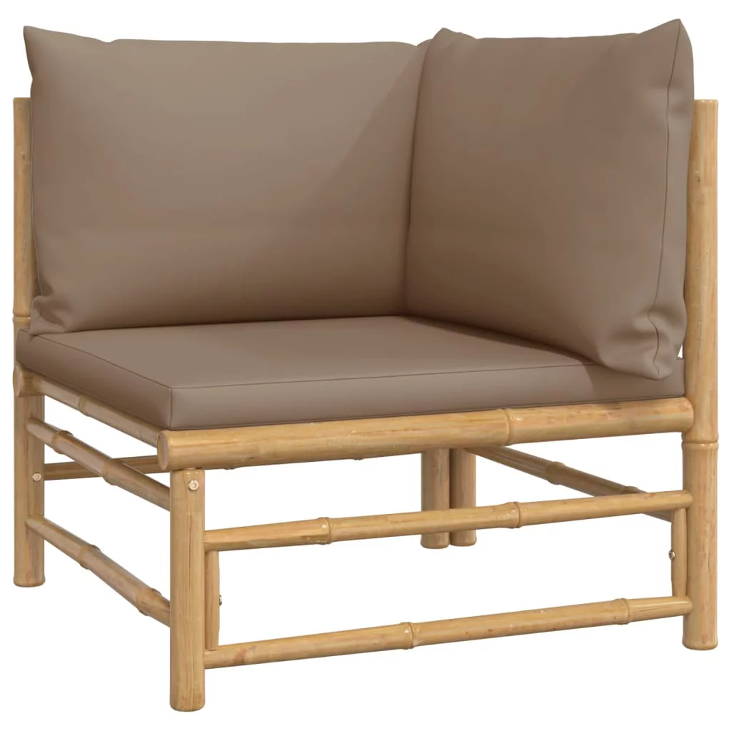 Htovila 7 Piece Patio Set with Taupe Cushions Bamboo