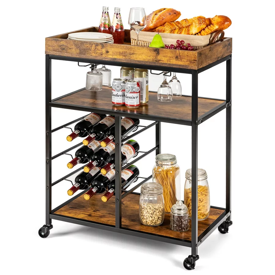 Vintage 3-Tier Food Stand Shelf - Space-saving Style
