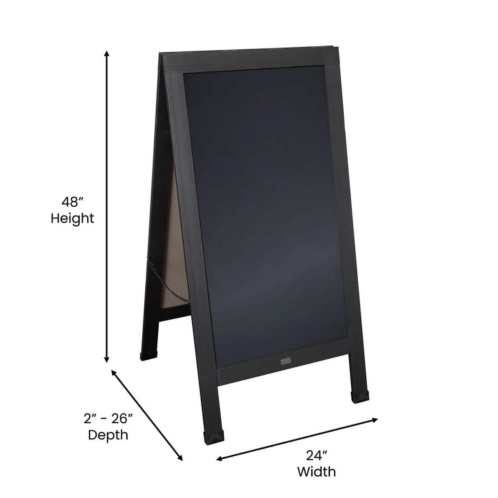 Flash Furniture Canterbury A-Frame Wood Magnetic Chalkboard Set in Black