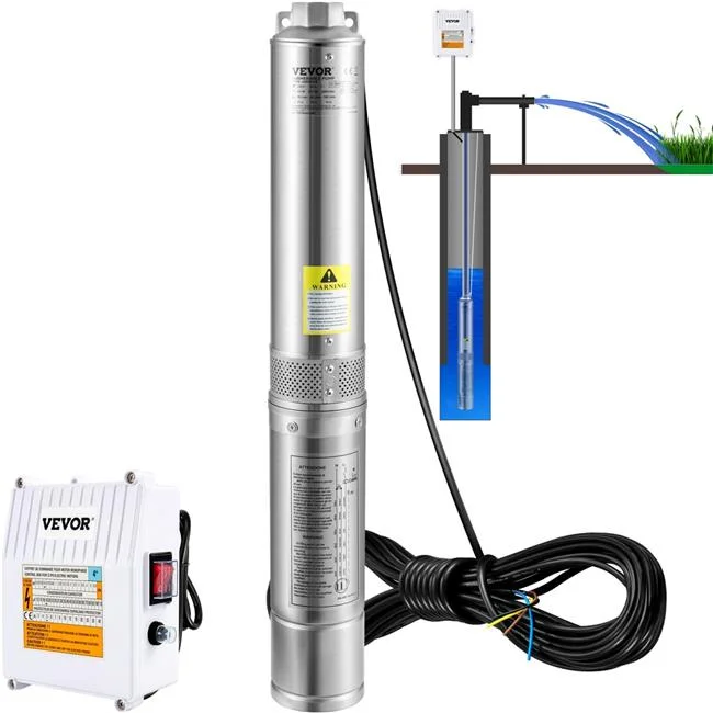Vevor  Deep Well Submersible Pump, 3HP 230V 7 60Hz, 37GPM 640 ft. Head, with 33 ft. Cord & External Control Box
