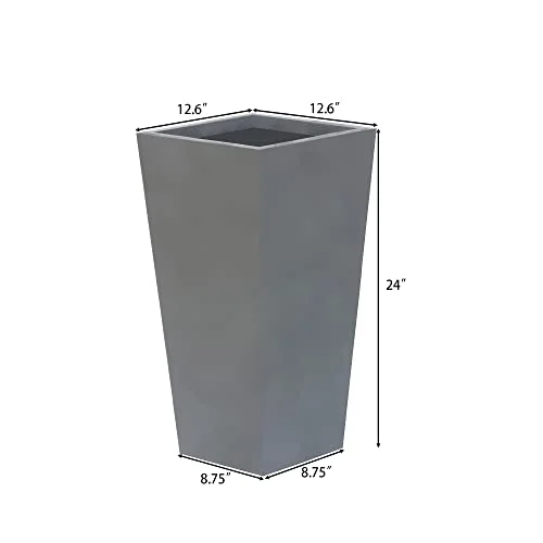 LuxenHome Tall Planters for Indoor Plants, Tapered Black Planters for Outdoor Plants, 18.5