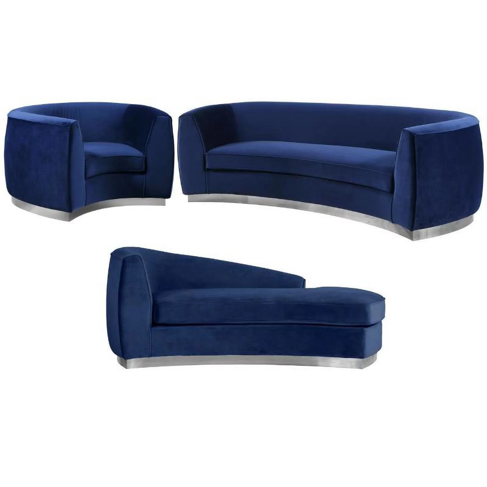 Home Square 3-Piece Furniture Set with Accent Chair Chaise & Contemporary Sofa