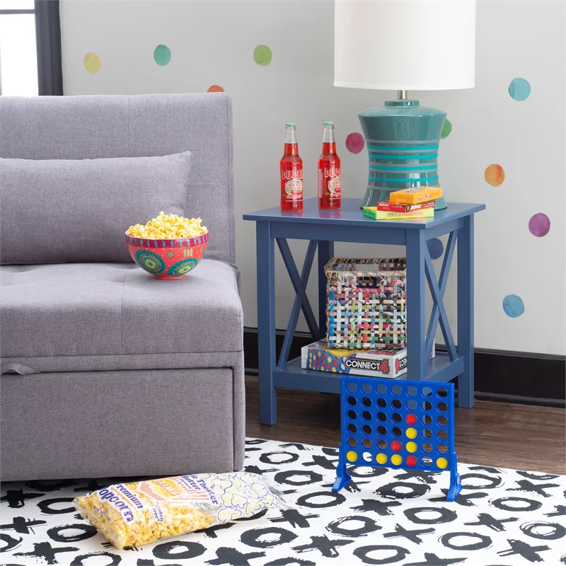 Linon Dalton Wood End Table in Navy Blue