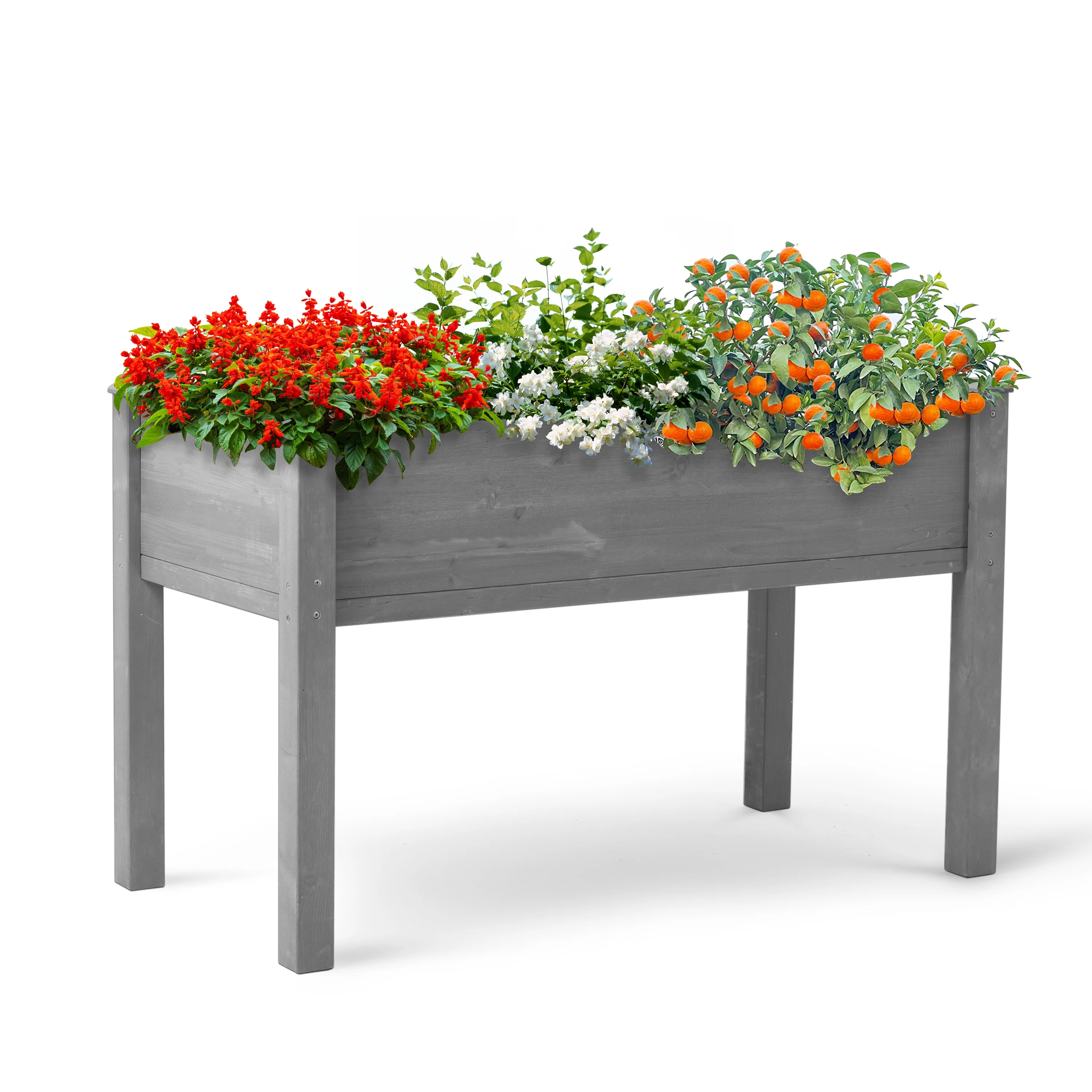 Ufurpie Raised Garden Bed with Legs,Elevated Wooden Planter Box for Outdoor Plants,Gray