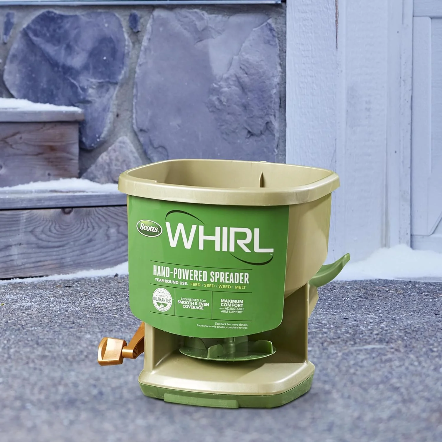 Scotts Whirl Hand-Powered Spreader for Seed, Fertilizer, Salt, Ice Melt, Handheld Spreader Holds up to sq. ft. Product