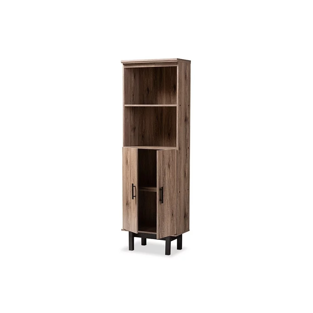 Baxton Studio Arend Modern and Contemporary Two-Tone Oak and Ebony Wood 2-Door Bookcase