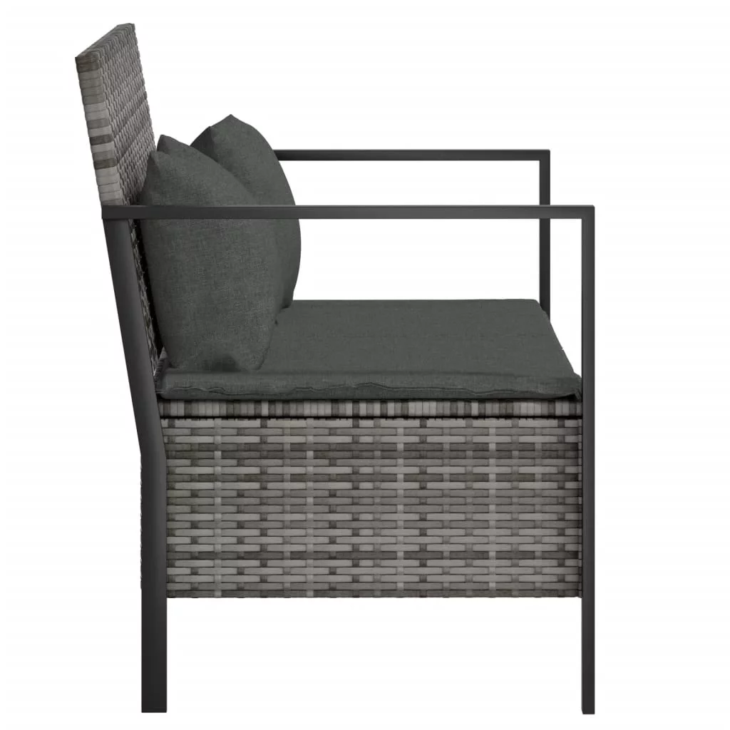Aibecy 2-Seater Patio Bench with Cushions Gray Poly Rattan