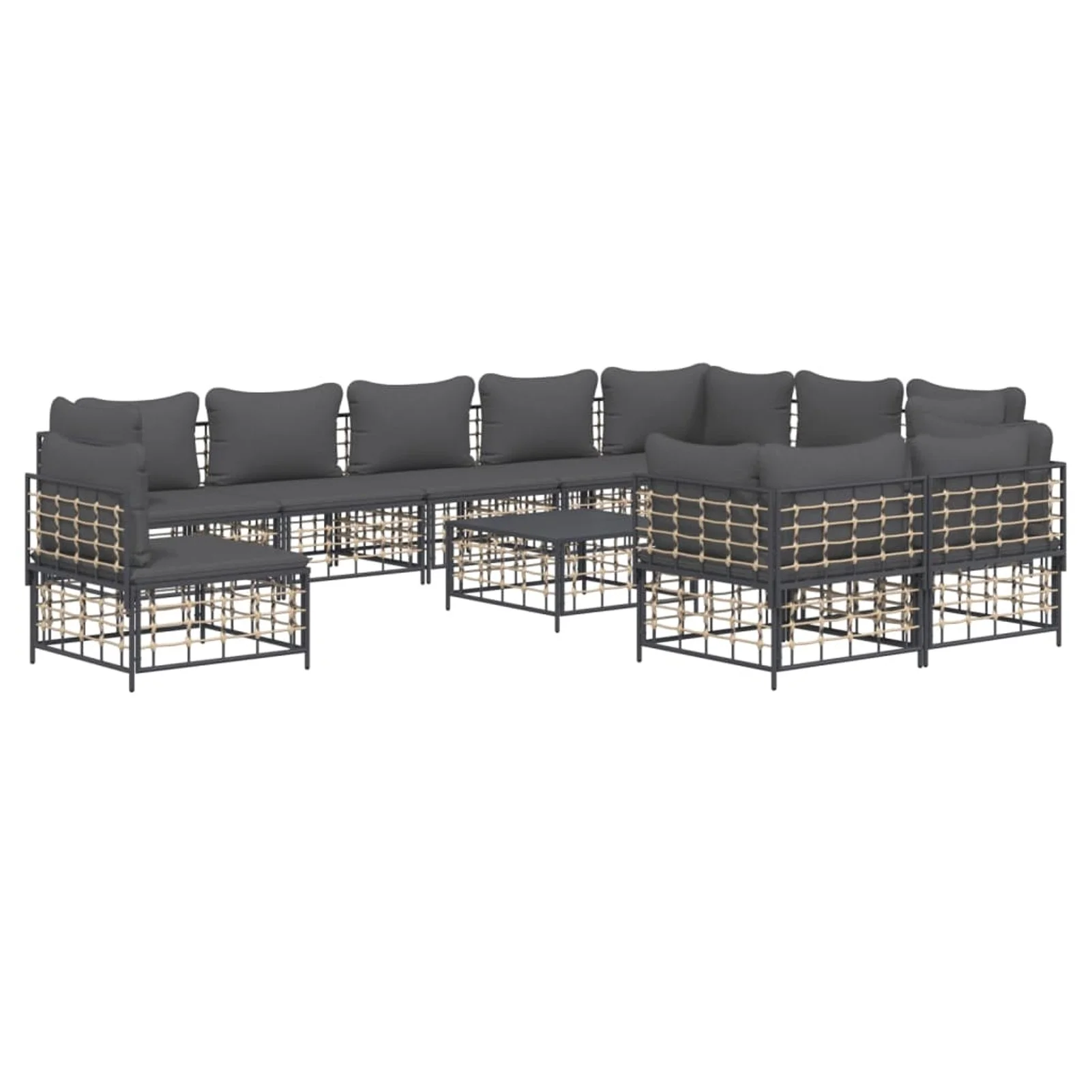 Walmeck 11 Piece Patio Set with Cushions Anthracite Poly Rattan
