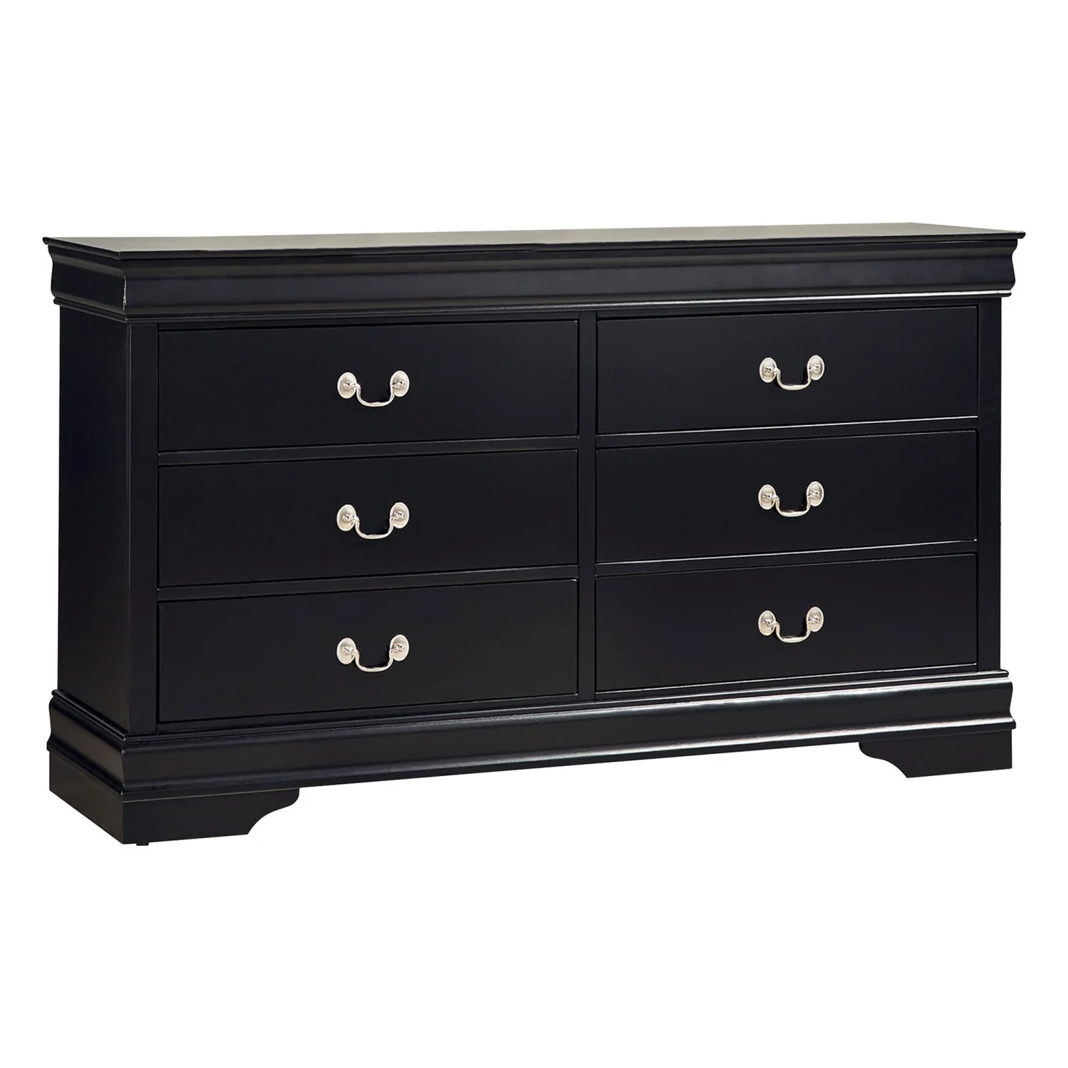 Traditional Design Black Finish Dresser of 6x Drawers 1pc Classic Louis Phillippe Style Bedroom Furniture