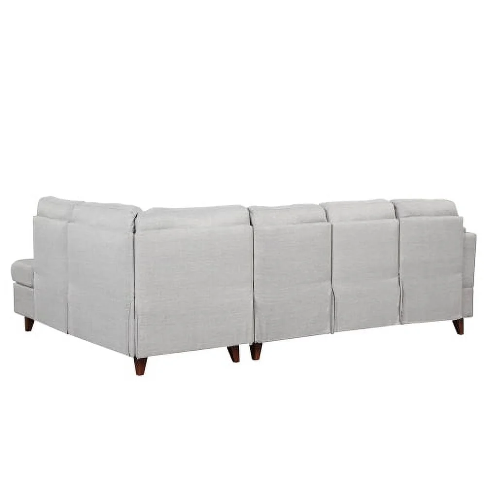 DremFaryoyo 97.2” Modern Linen Fabric Sofa  L-Shape Couch with Chaise Lounge Sectional Sofa with one Lumbar Pad Gray