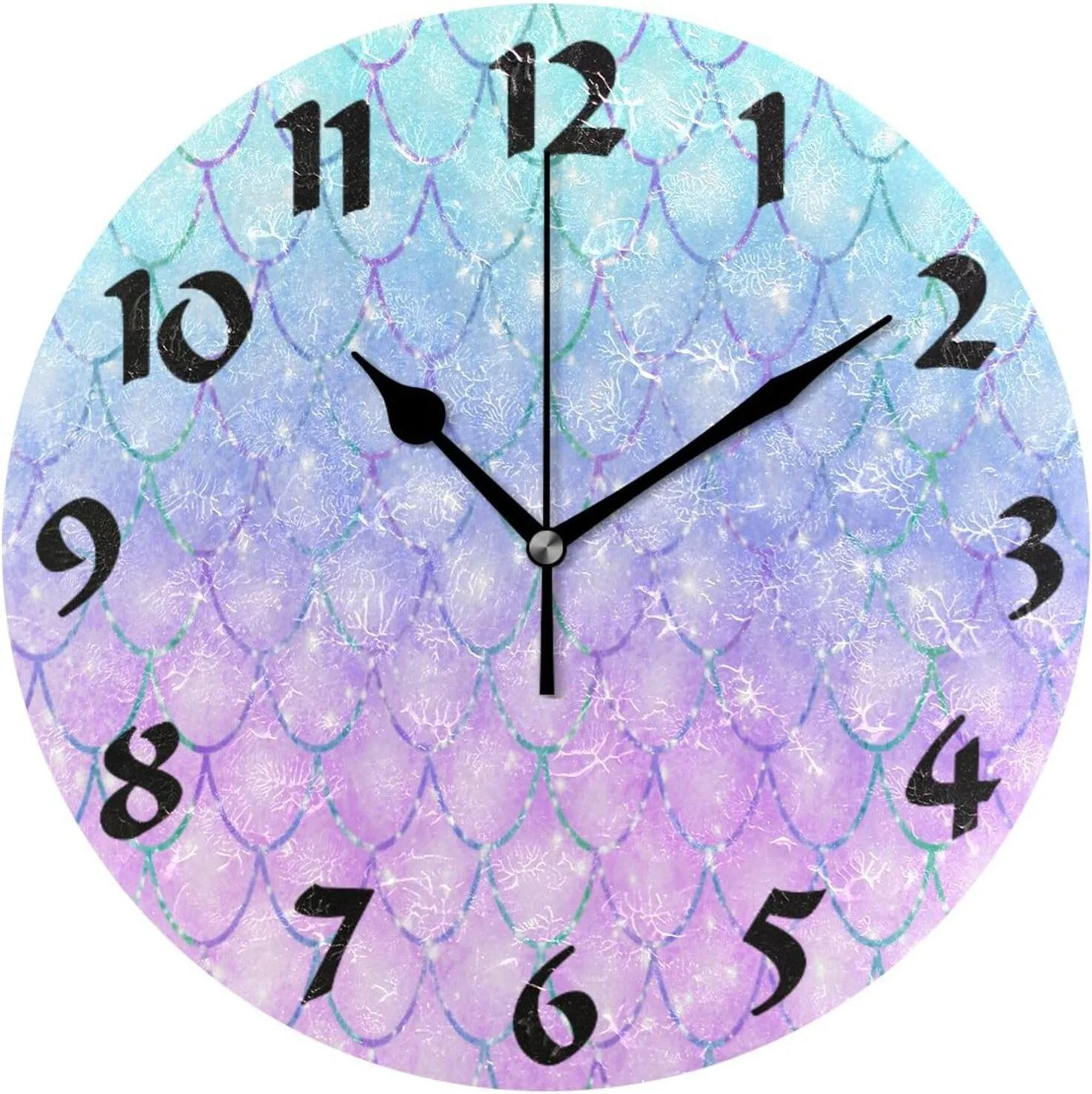 Hyjoy 10in Mermaid Round Wall Clock,Silent Non Ticking Battery Operated Accurate Home Clock,Vintage Farmhouse Wall Decor for The Kitchen, Living Room, Bedroom, Office