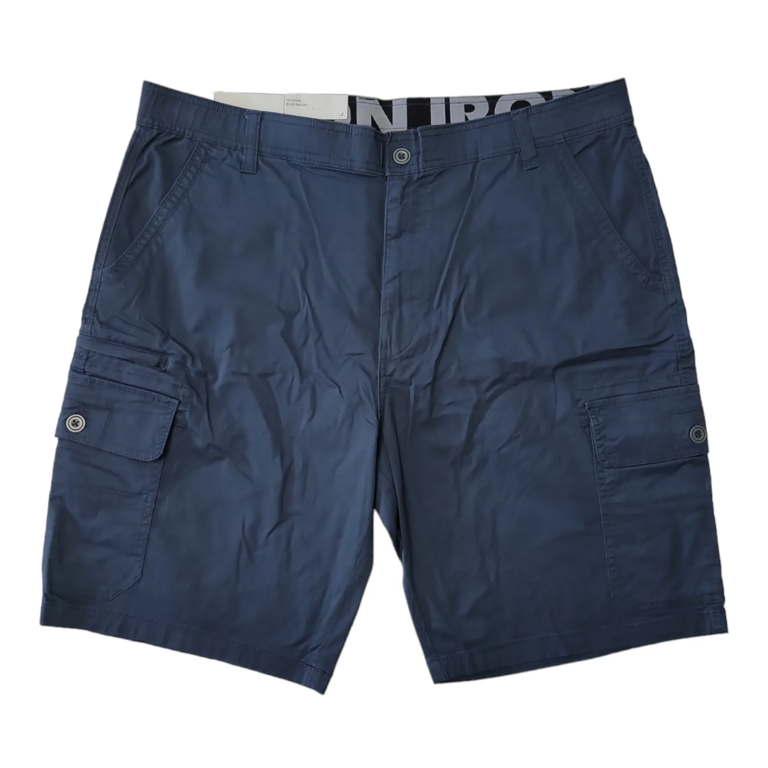 Iron Co. Men's Comfort Waistband Regular Fit Stretch Cargo Short (Blue Smoke, 36)