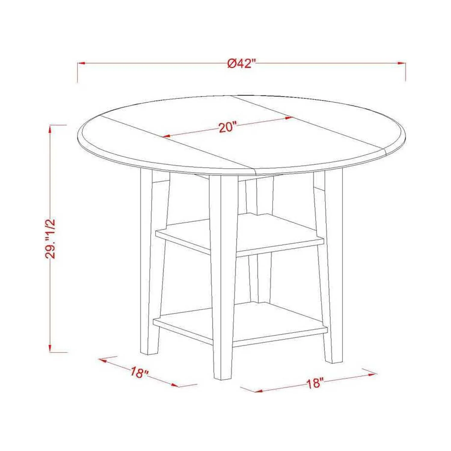 HomeStock Retro Renaissance 3 Piece Dining Set Includes A Round Kitchen Table With Dropleaf & Shelves And 2 Upholstered Chairs, Linen White