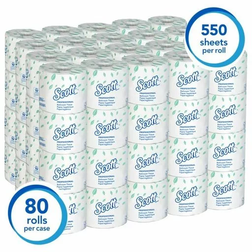 Scott Essential Standard Roll Bathroom Tissue, Septic Safe, 2-Ply, White (550 sheets/roll, 80 rolls)