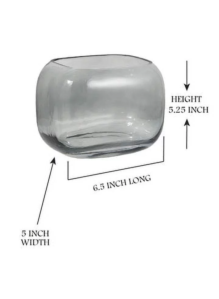 Serene Spaces Living Grey Glass Oblong Vase, 6.5