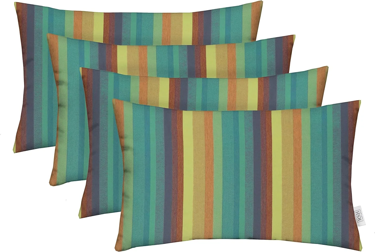 Set Of 4 Lumbar Throw Pillows | Indoor/Outdoor All Weather Sunbrella Fabric | Decorative Accent Cushions For Patio Furniture | Reversible | 20” X 12