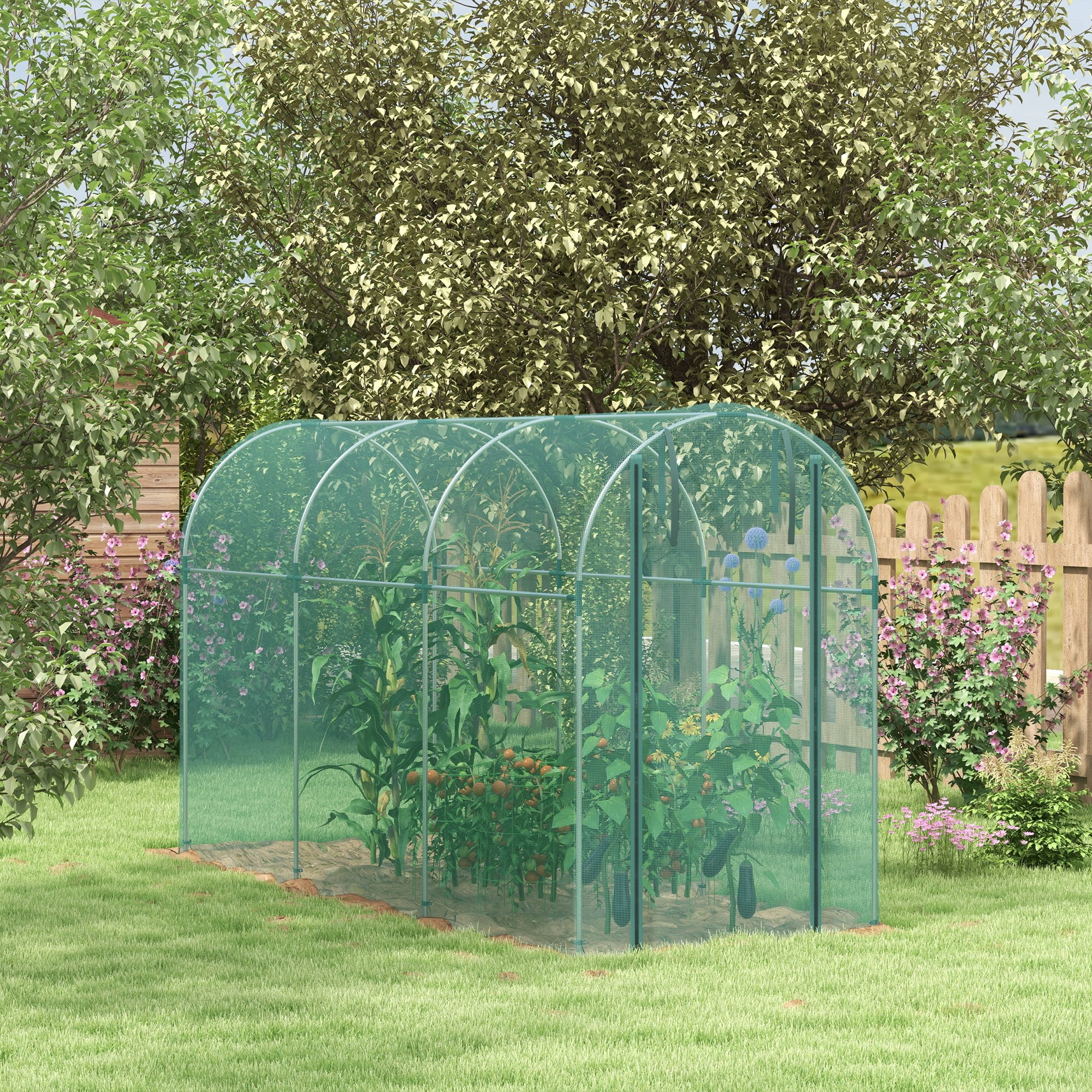Outsunny 4' x 12' Plant Protection Tent Crop Cage with Door, Green