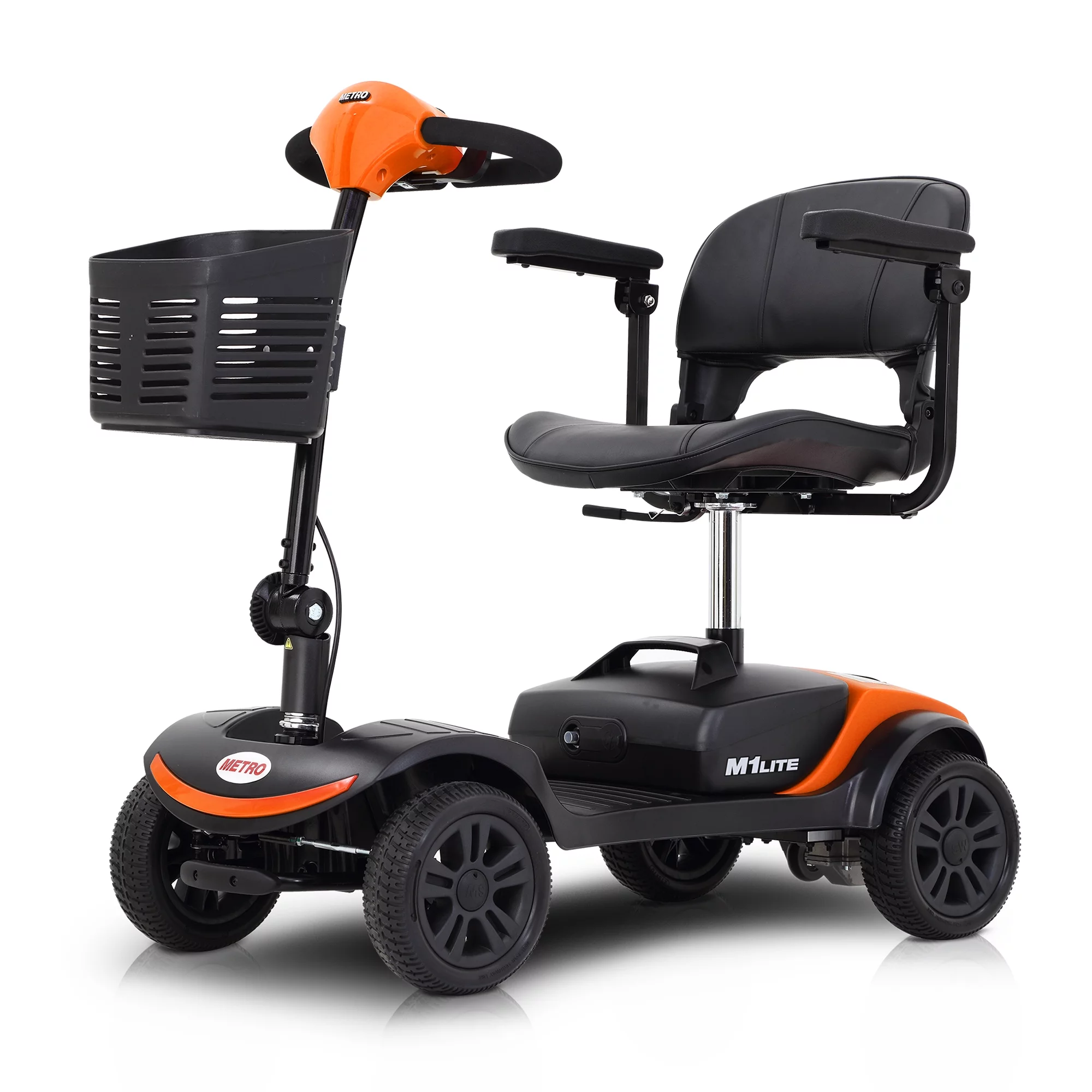 Segmart Mobility Scooter for Seniors, 4 Wheel Compact Travel Electric Scooter with Battery & Basket, 265lbs, Orange (Basic)
