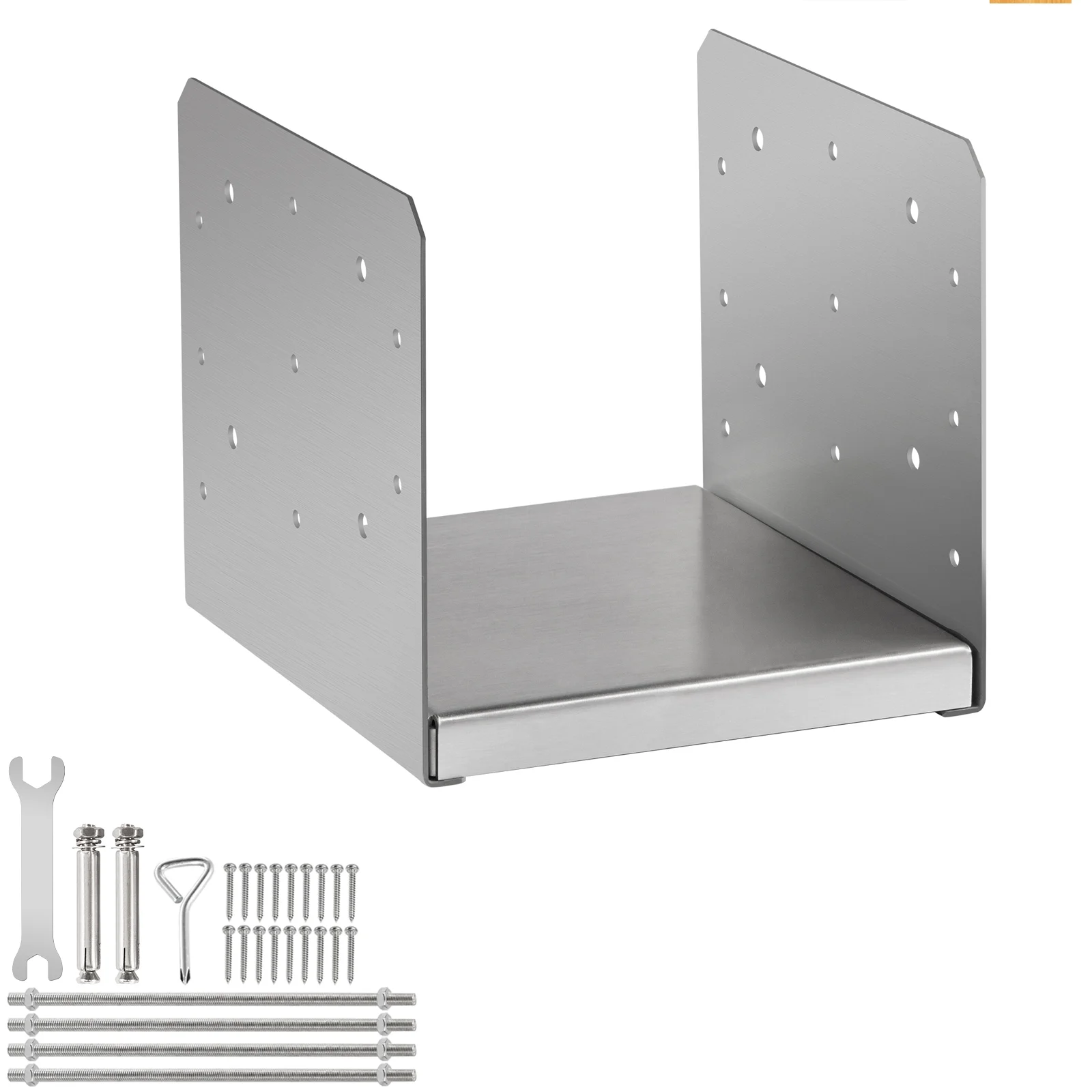 SKYSHALO Standoff Post Base 8x8 inch Adjustable Post Base Post Mender Offers Moisture Protection Adjustable Post Anchor with Fiber Drawing Surface and Full Set of Accessories for Rough Size Lumber