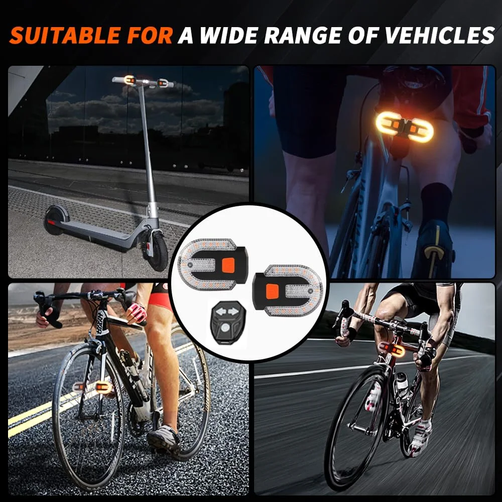 4Pcs Turn Signals for Bicycles with Alarm, USB Charging Remote Control Split/Integrated Bike Tail Light 5 Modes Waterproof Strobe Bike Rear Lights Can be Mounted on Front and Rear of Bicycle
