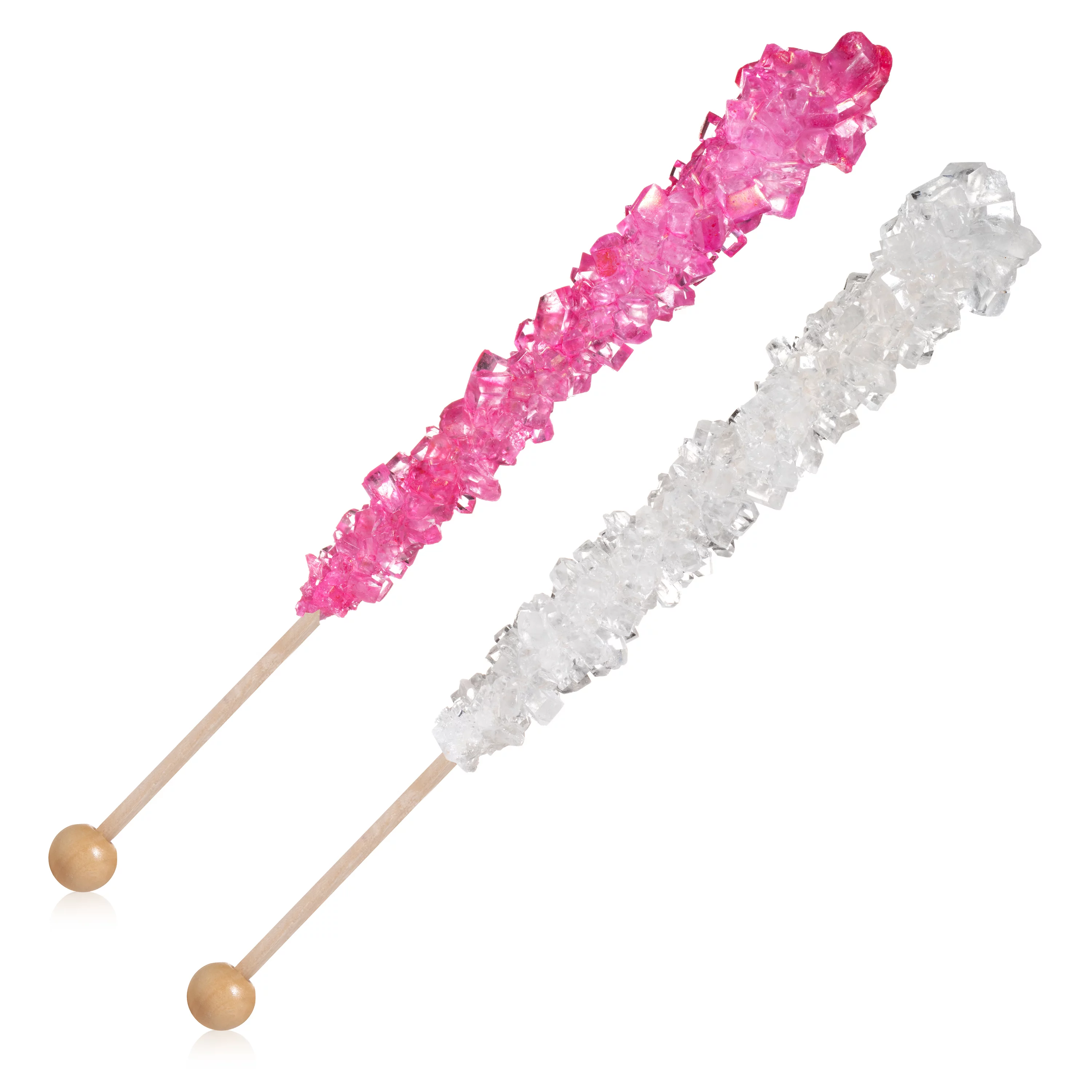 Candy Envy Light Pink & White Rock Candy Sugar Sticks, 24 Count, Indiv. Wrapped