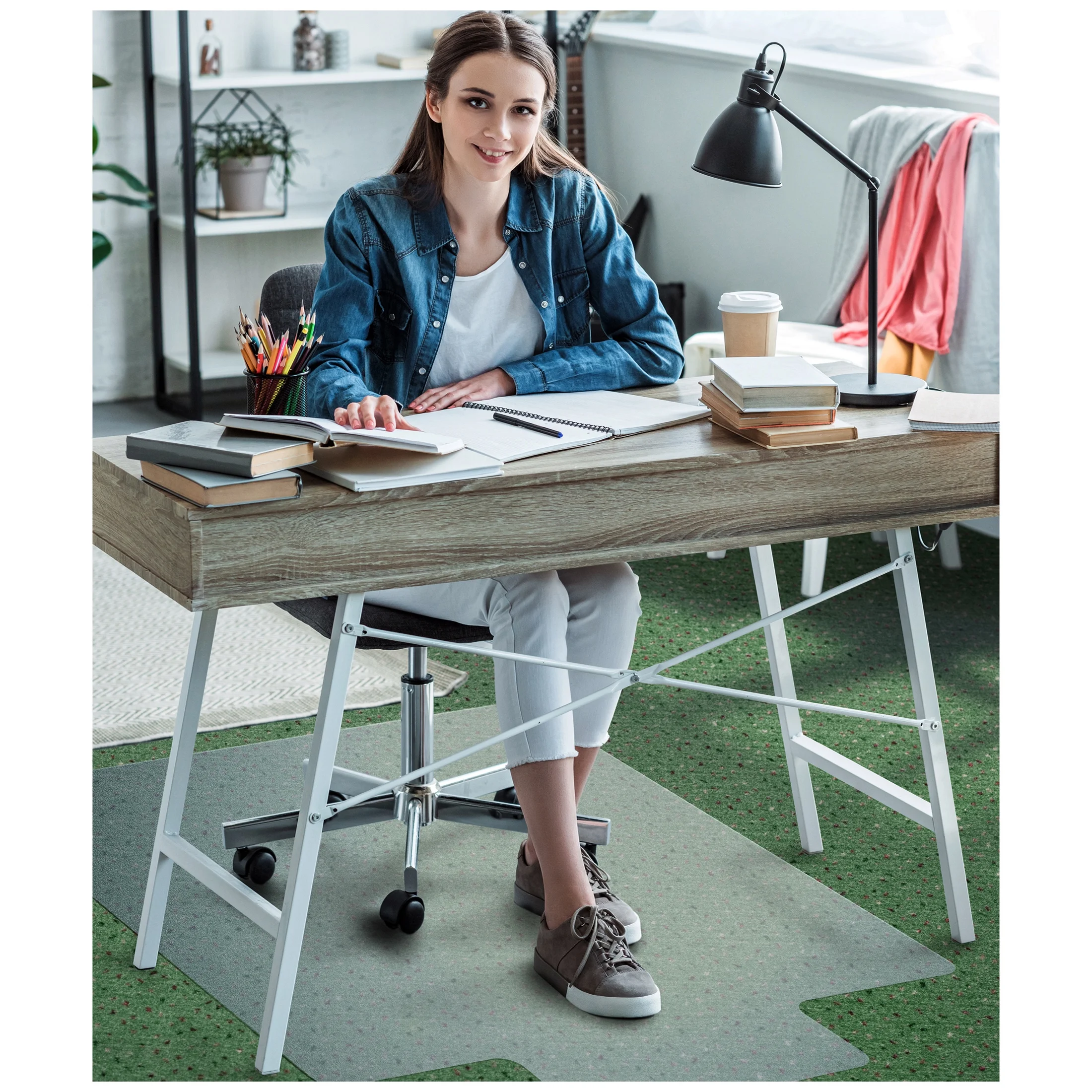 Valuemat® Basic Vinyl Lipped Chair Mat for Low Pile Carpets - 36