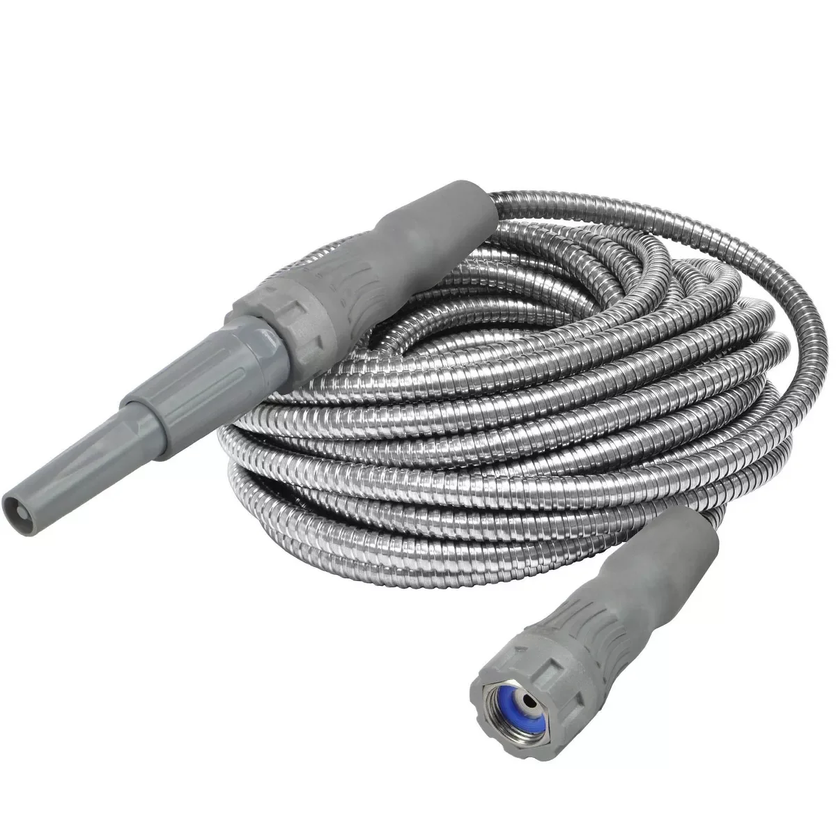 YFY 25' No-Kink Expandable Metal Garden Hose with New Grip Collar - Gray