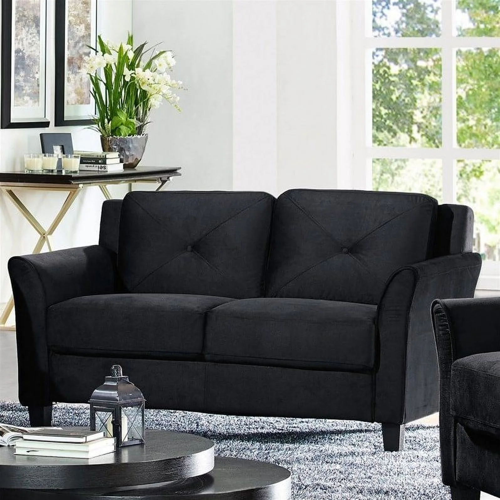 LifeStyle Solutions Hartford 2 Piece Microfiber Loveseat and Chair Set in Black