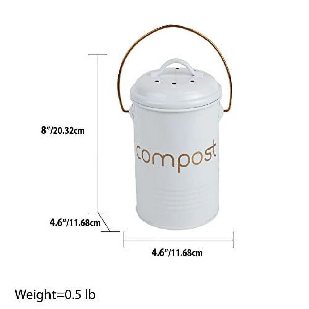 Home Basics Grove Compact Countertop Compost Bin, White