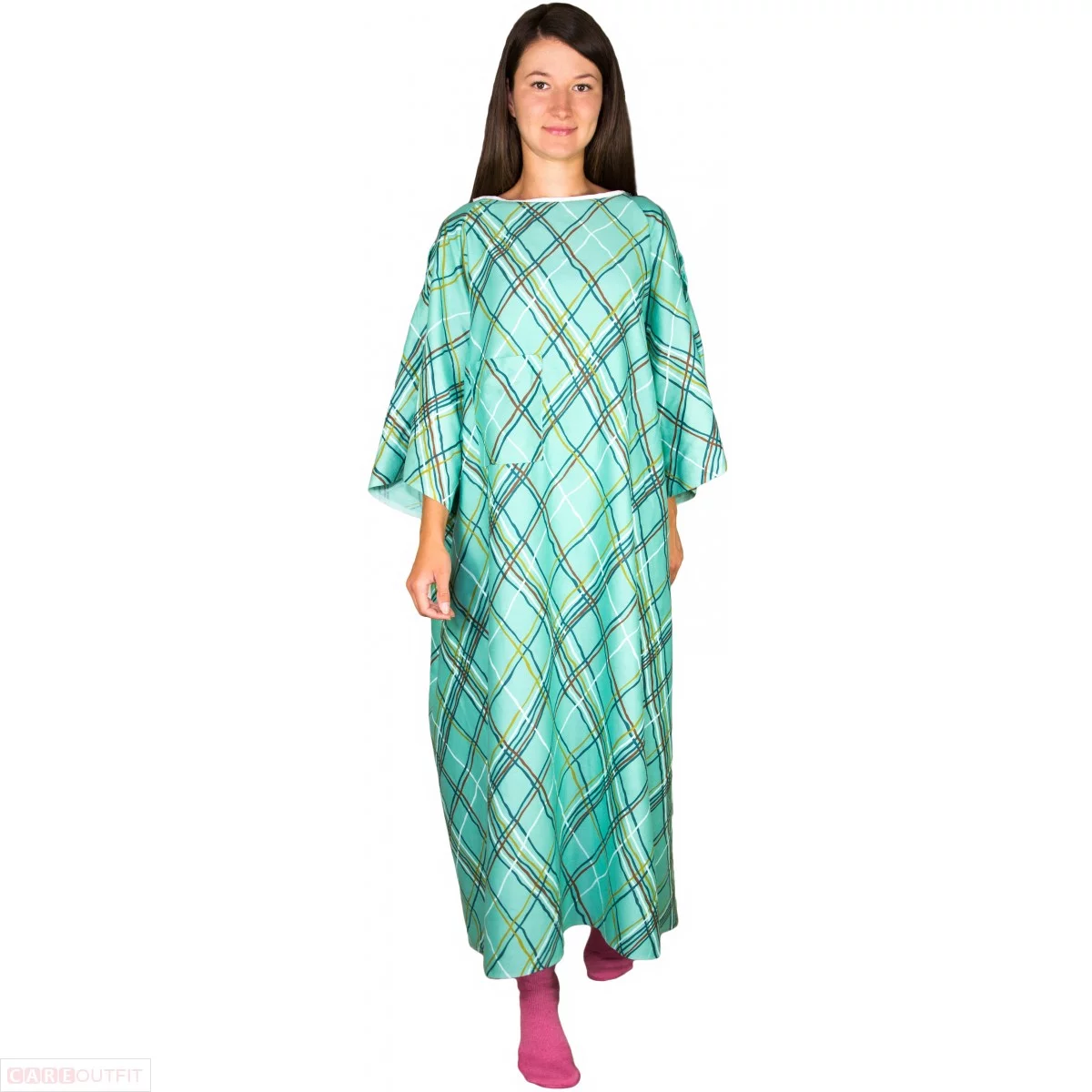 Green IV Hospital Gown / IV Patient Gown W/ Telemetry Pocket - Unisex - Fits All Sizes up to 3XL