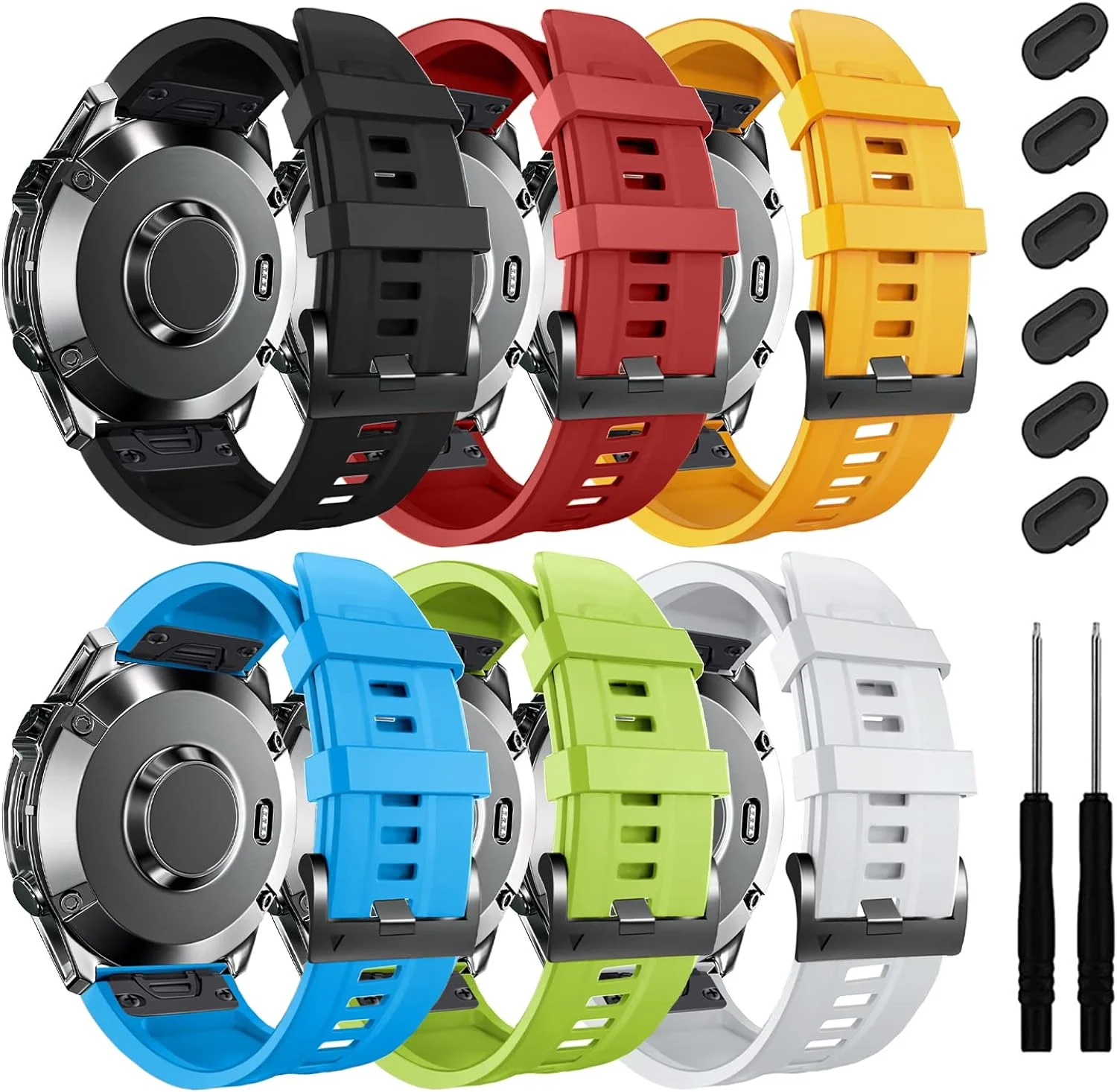 22mm Quick-Fit Silicone for Garmin Fenix 7 Pro/7/6 Pro/6/5 Plus/5, Sports Replacement Straps