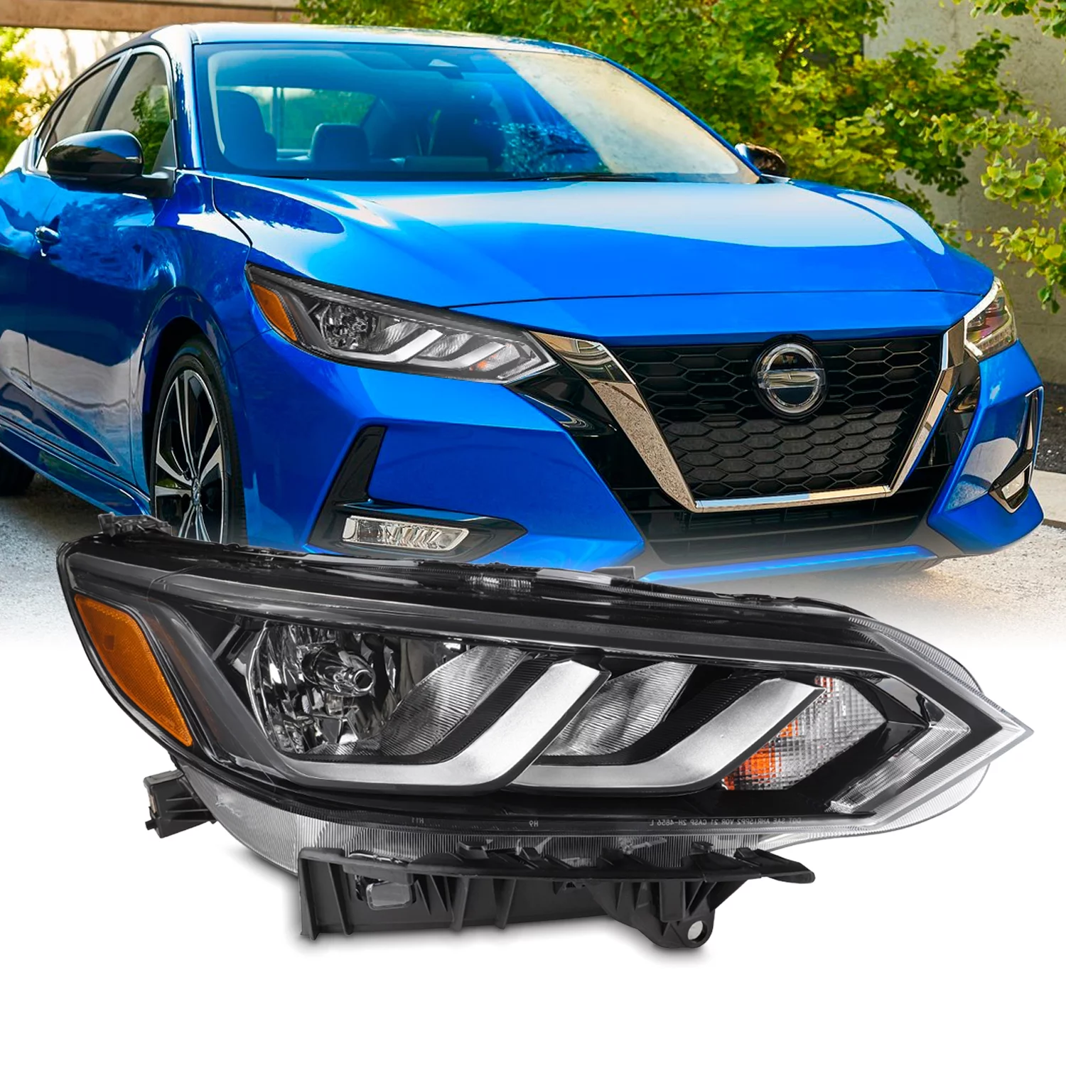 AKKON - Fit 2020-2022 Sentra S/SV 4-Door Sedan [Halogen Type] w/o LED OE Style Replacement Headlight Assembly Passenger Side