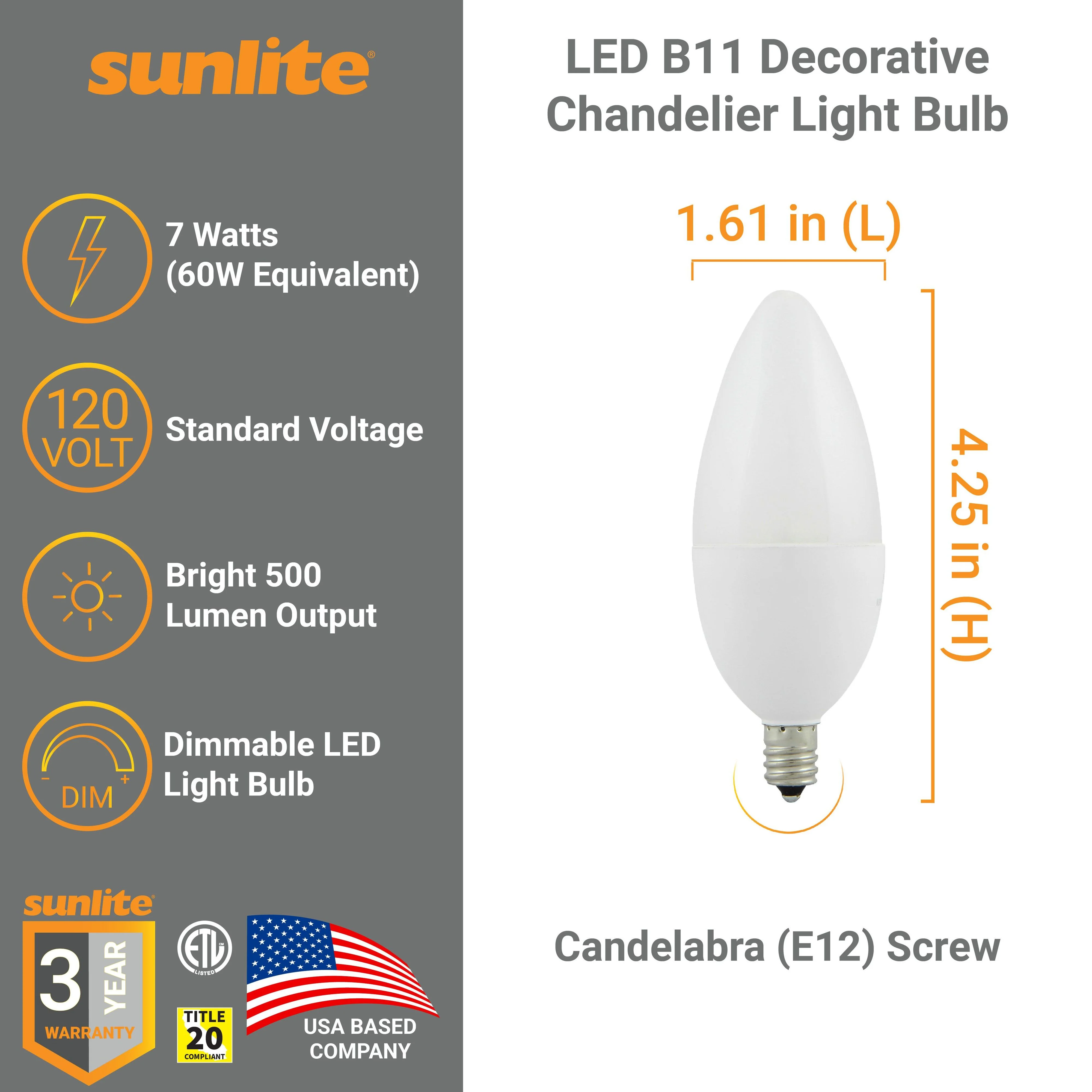 CTF/LED/7W/927/6PK Decorative E12 Base Frosted Dimmable Energy Star 90CRI 2700K
