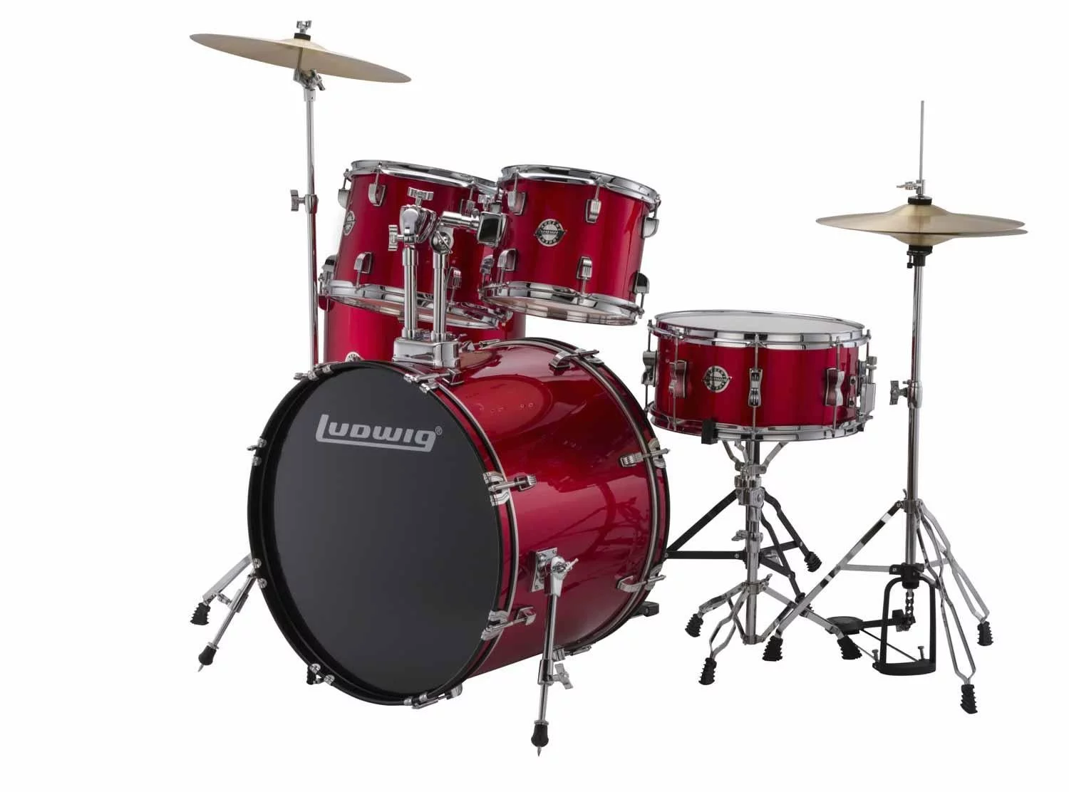 Ludwig Accent Drive Red Sparkle 5-Piece Drum Set with Hardware and Cymbals