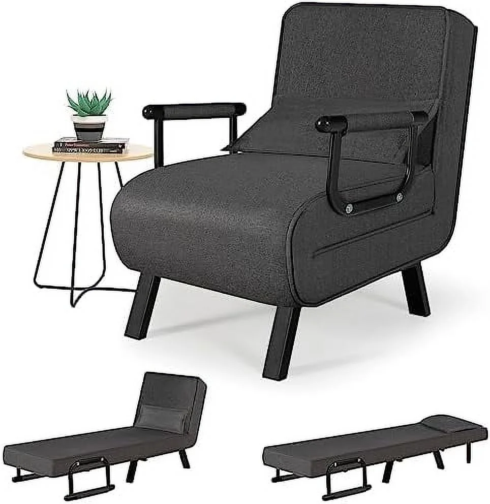 JDZHAPPYLIFE Sleeper Chair Bed  20" Convertible Sofa Bed  4 in 1 Folding Bed with 5-Position Adjustable Backrest & Pillow  Lazy Chaise Lounge Couch  Small Futon Chair Couch for Sm