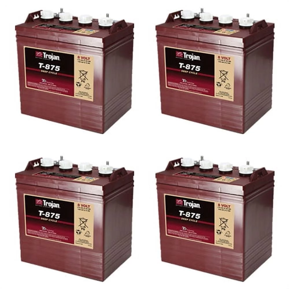 Trojan T875 8 Volt, 170 AH Deep Cycle Battery - 4 Pack