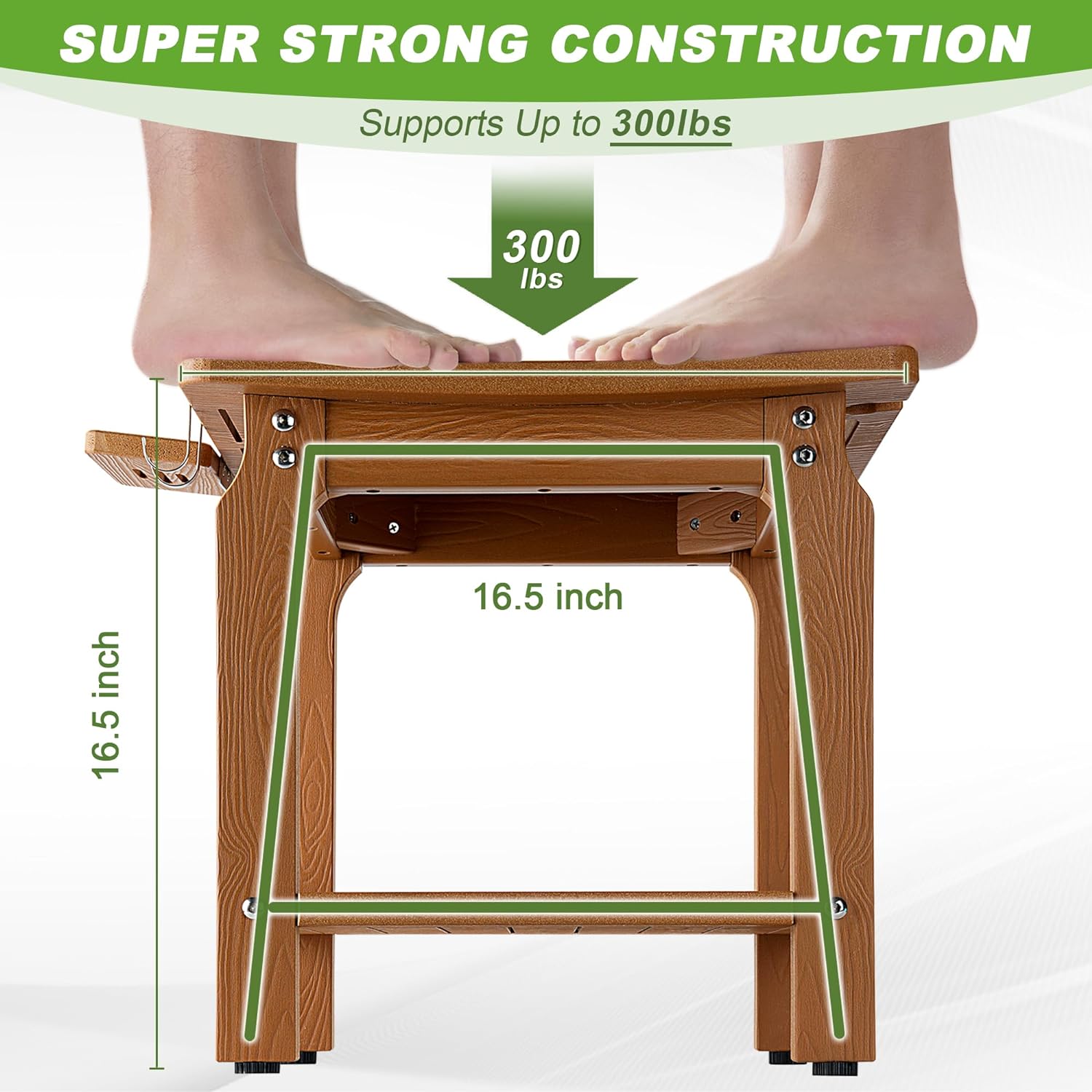 HYUN HIPS Shower Bench Seat, Shower Stool for Inside Shower, Bathroom Bench with Storage for Shaving Legs, Waterproof Bath Chair（Teak）