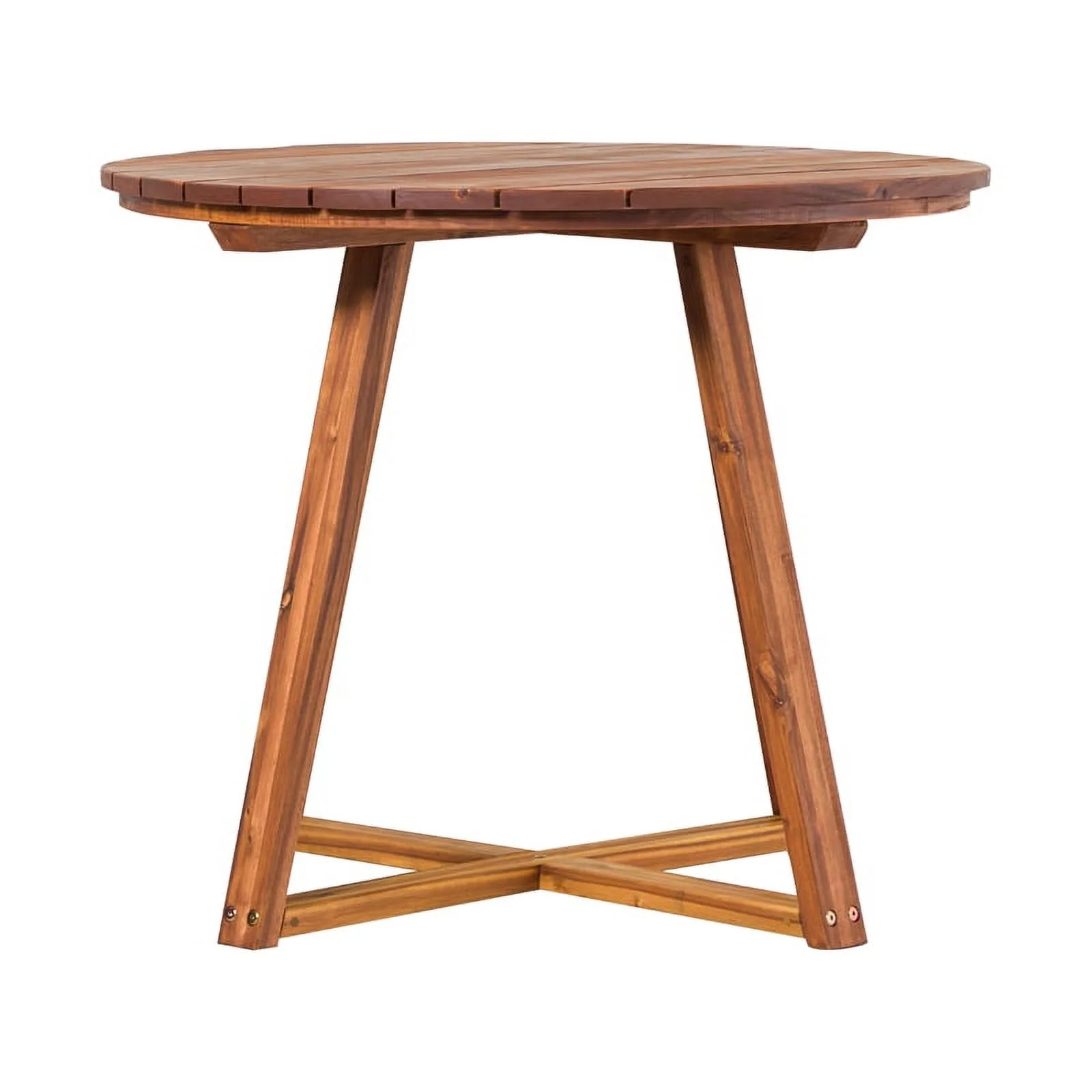 Pemberly Row Modern Slat Back Solid Wood Round Dining Table - Brown