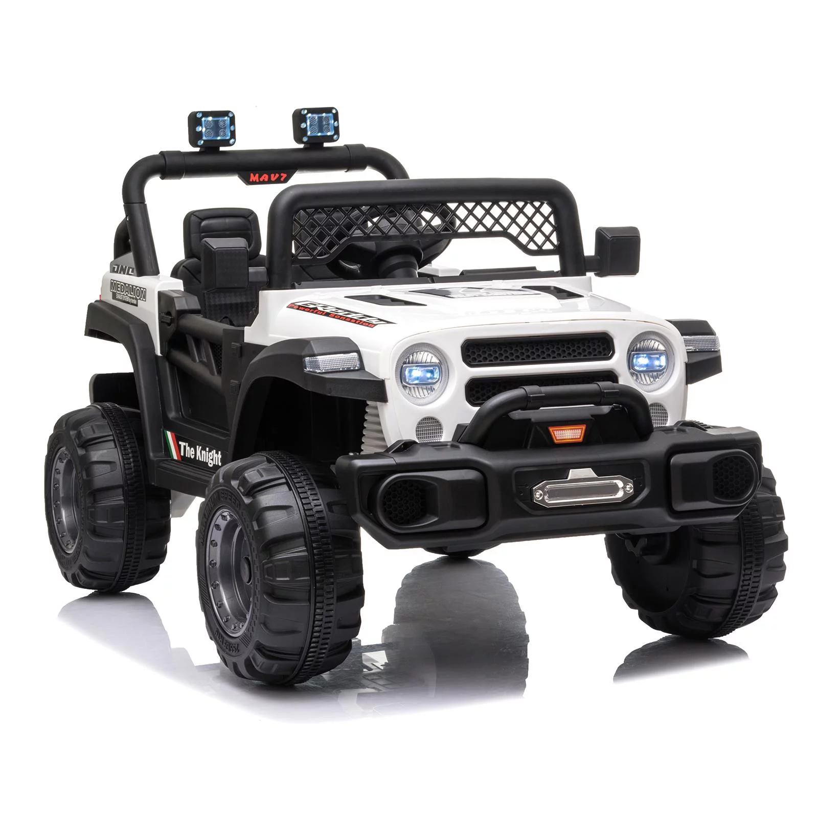 UBesGoo 12V Kids Battery Powered Electric Truck Ride-On Car with RC, Headlights, Music - White