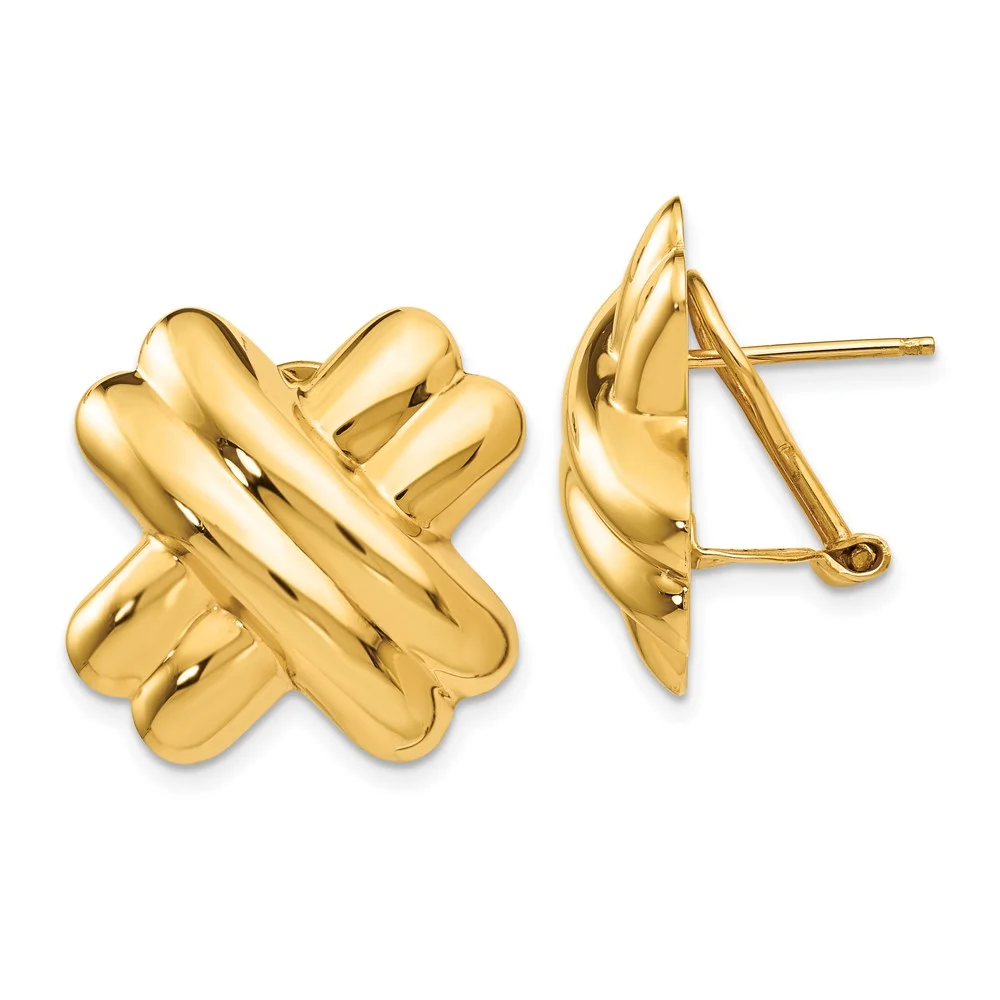 Primal Gold 14 Karat Yellow Gold Polished X Omega Back Post Earrings