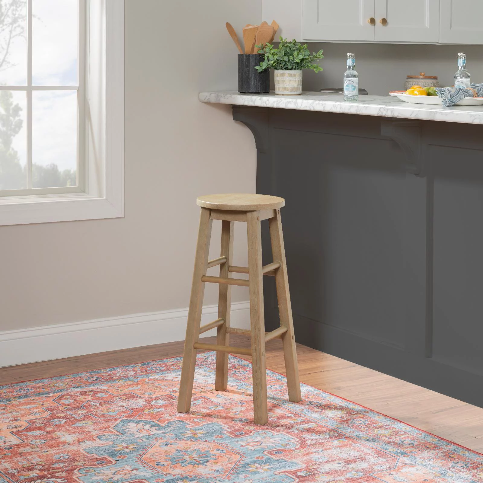 Linon Stool 29 in. Backless Bar Stool - Graywash