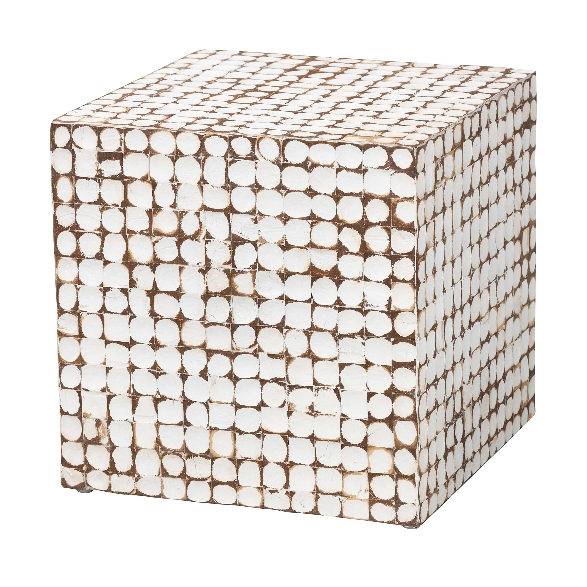 bali & pari Janella Boho End Table, Square, Ivory