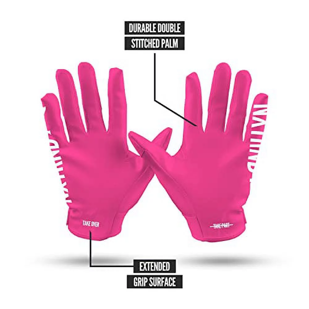 Nxtrnd G1 Pro Football Gloves, Men's & Youth Boys Sticky Receiver Gloves (Pink, Medium)