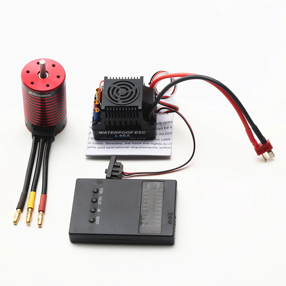 GTSKYTENRC Waterproof 3660 Brushless Motor 4200KV with 80A Brushless ESC Programming for Trax4 Remote Control Car 18110 Tamiya