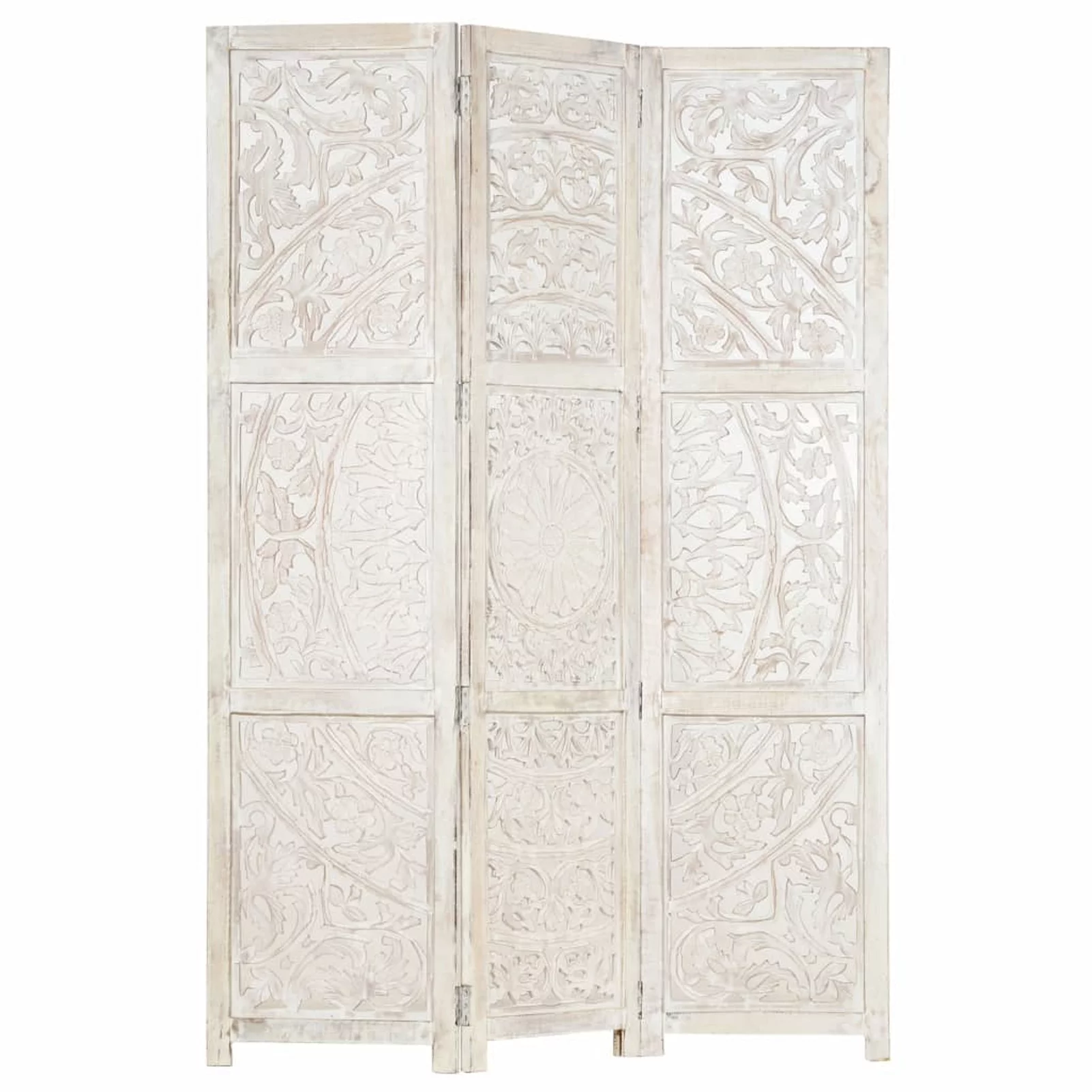 Carevas Hand carved 3-Panel Room Divider White 47.2